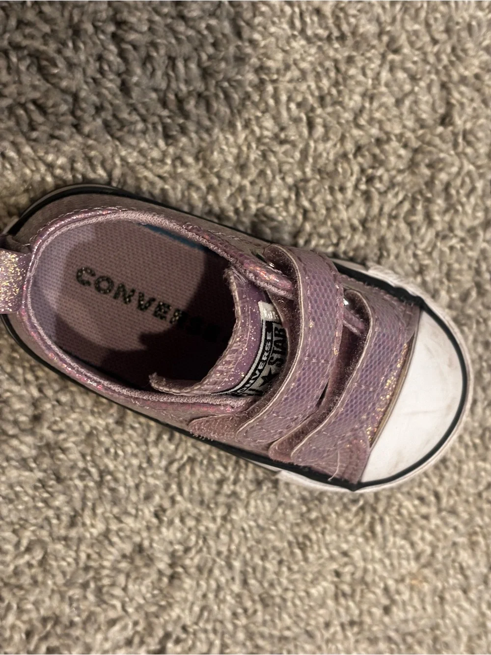 Converse Kids' Purple Glitter Velcro Sneakers